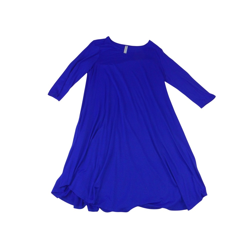 Zenana Outfitters Royal Blue Long Sleeve Swing Dress 2X A-Line Jersey Knit